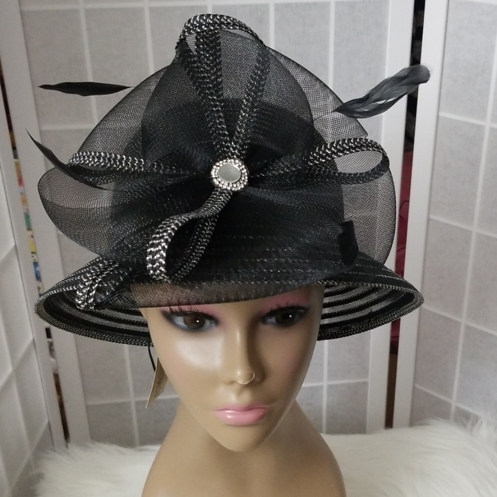 Black and silver dress hat